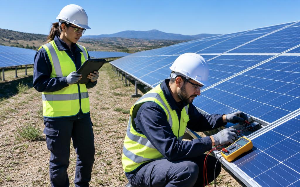 Paneles de energía solar fotovoltaica en un entorno profesional